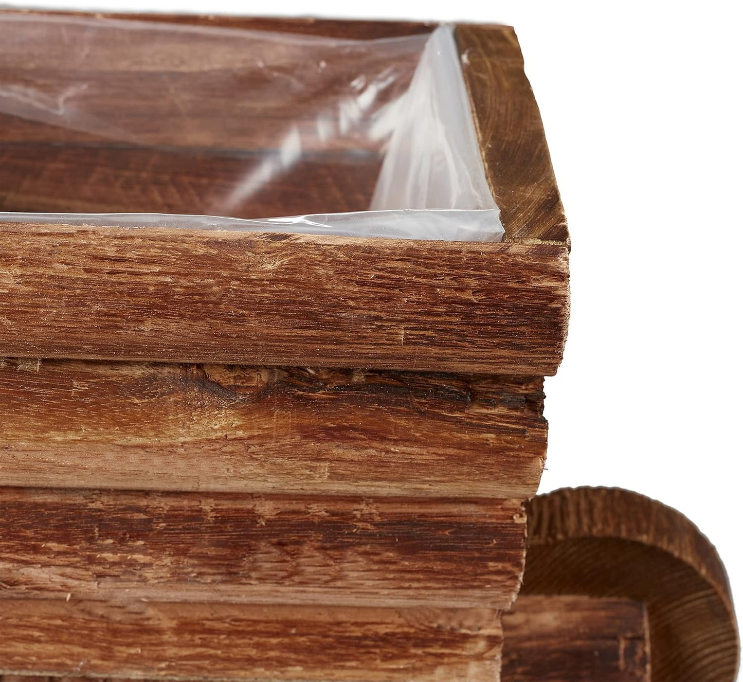 Relaxdays Planter Trillebør, Sæt med 2, Havedekoration, H x B x D: 12,5 x 26 x 12 cm, Blomstervogn til plantning, Træ, Naturlig