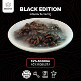 KING'S COFFEE - BLACK EDITION - 1 kg Intense Cream Kaffebønner - Kaffe med lav syreindhold - Small Batch Rist fra Italien - Stærke Arabica Espresso bønner (Blend) til fuldautomatiske og portafiltermaskiner