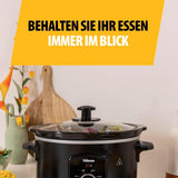 Tristar VS-3915 slowcooker, keramisk gryde i rustfrit stål med 2 varmeindstillinger og holde varm funktion, 3,5 L Slow Cooker Naty Shop