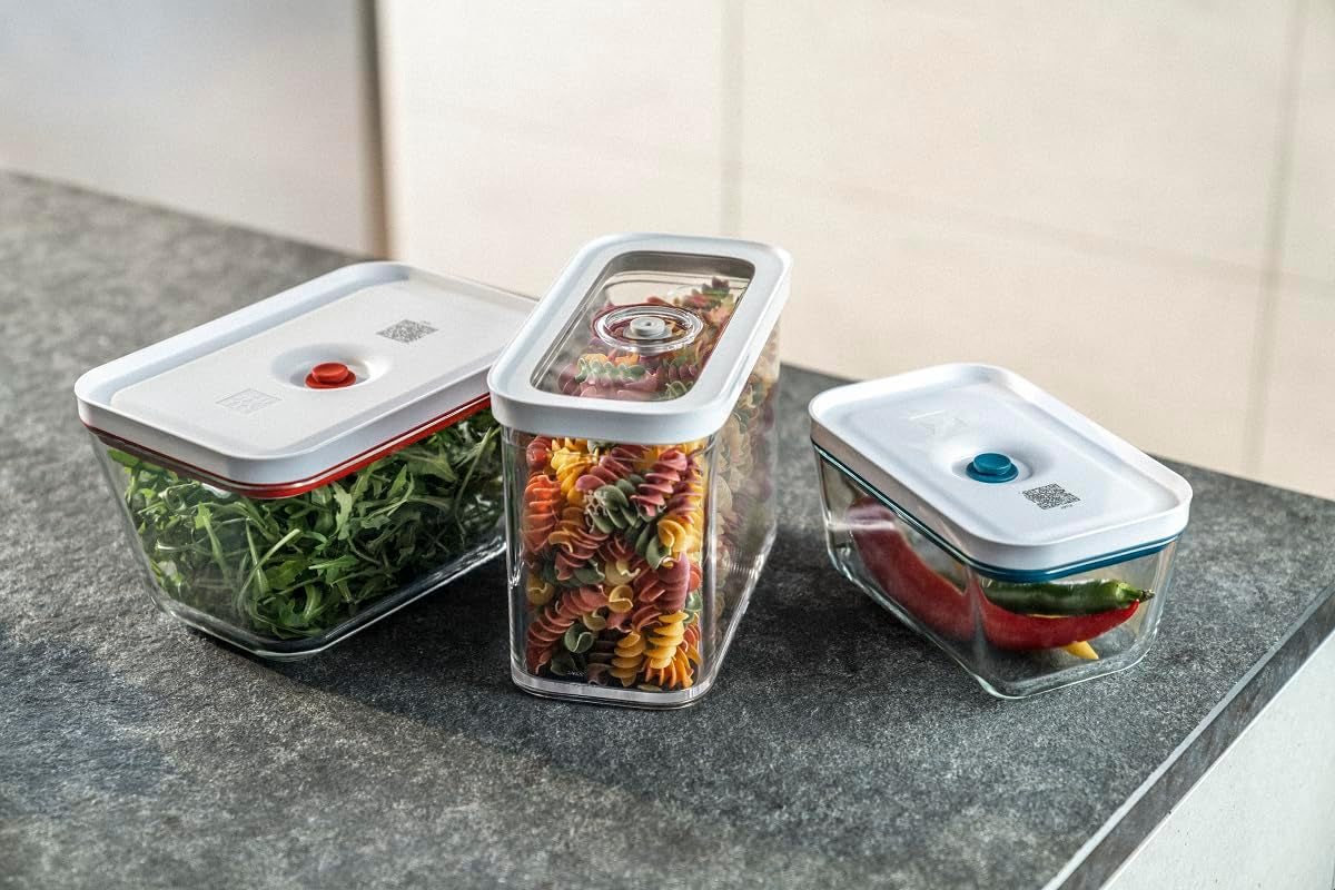 ZWILLING FRESH & SAVE CUBE Box, størrelse 2M, modulær og stabelbar opbevaringsboks, Hermetisk og tømbar opbevaring, Tåler opvaskemaskine, Transparente madopbevaringsbokse Naty Shop