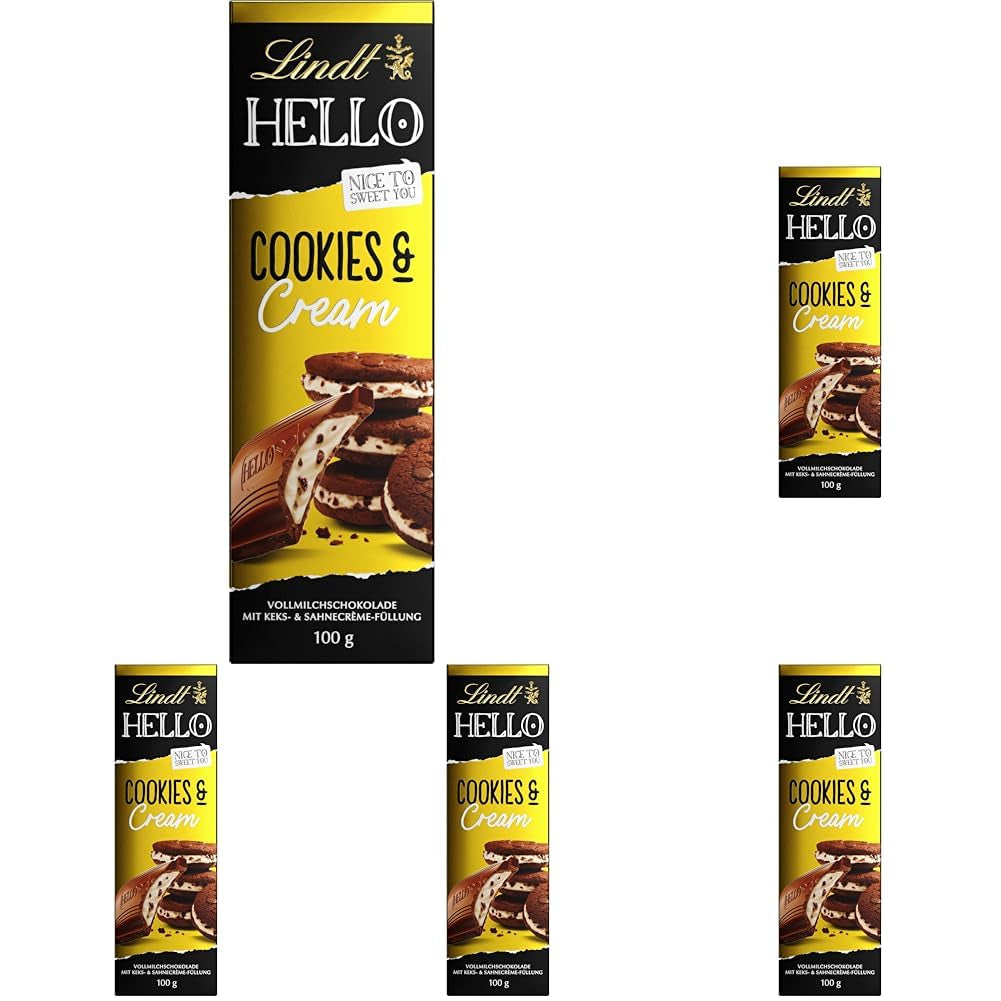 Lindt Hej Småkager & Flødechokolade | Bar 100g | Mælkechokolade med småkager og flødefyld | Chokoladebar | Chokolade gave