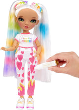 Rainbow High Color & Create DIY Modepuppe - Grüne Augen, Zopfe, extra Top & Schuhe, abwaschbare Regenbogenstifte - Ausmalen, Gestalten, Spielen, Auswaschen - for Kinder fra 4-12 Jahren og Sammler