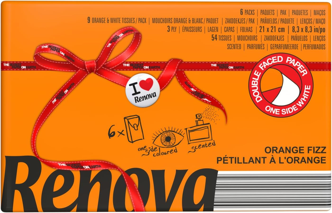 RENOVA ORANGE FIZZ Pocket Tissues 6 pakker