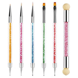 Sularpek 6 Stück Nagel Pinsel, Nail Art Pinsel, Pinsel Nageldesign, Nagel Pinsel Set, Nail Art Dotting Tools med 1 svampebørste applikator, Nageldesign Tilbehør til DIY Nail Art Design