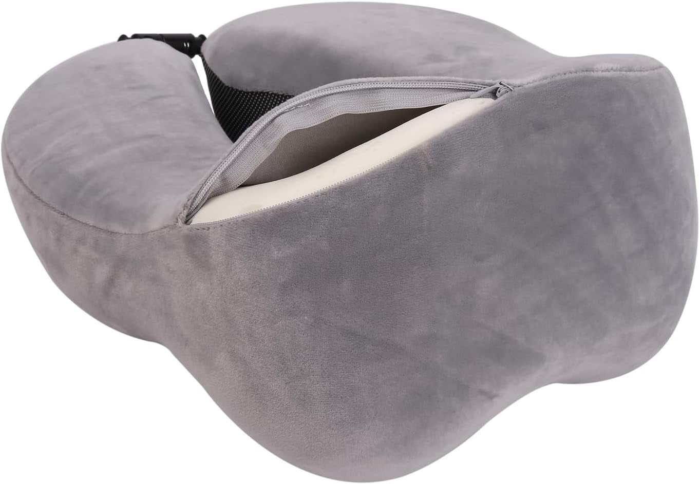 WELLGRO Nakkepudesæt med 3D-søvnmaske og ørepropper - Aftageligt betræk - Memory Foam - Lynlåslukning - Inklusiv opbevaringstaske - Rejsepude - Farvevalgbar, Farve:Grå Cervikal ortopædiske puder Naty Shop