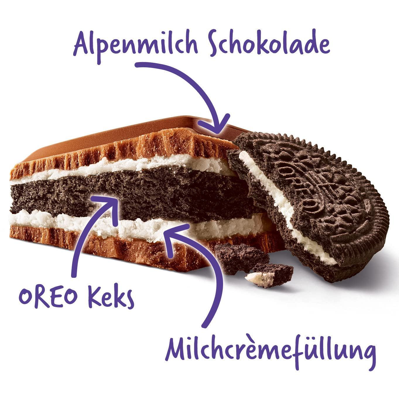 Milka Mmmax Oreo – Alpine mælkechokolade med sprøde Oreo cookies og mælkecreme – 300g