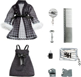 Rainbow High Shadow High Girl's Night - Shanelle Onyx - 28 cm modedukke i nuancer af gråt, sort hår og outfit med tilbehør og kam - Til samlere og børn fra 6 år og opefter