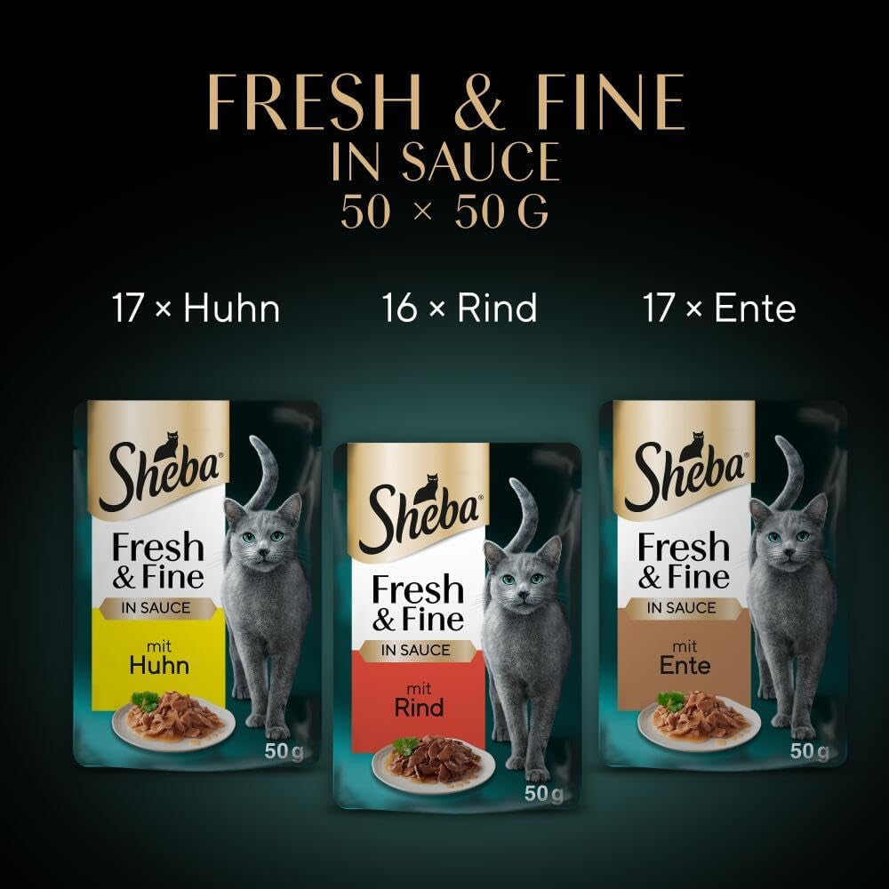 Sheba CATCARE pose våd frisk og fin (kød) stykker i sovs Voksen 50 g multipak standard