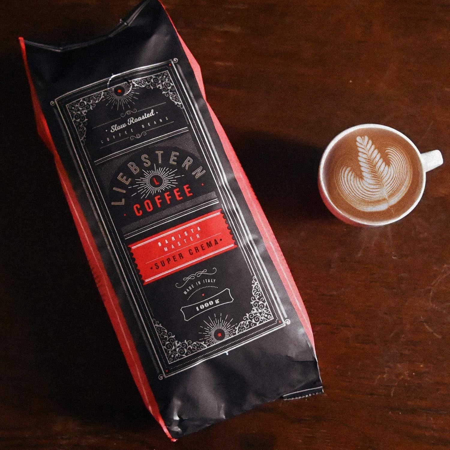 NYHED | LIEBSTERN KAFFE | Kaffebønner 1 kg | SUPER CREME | Kaffe med ekstra lav syre | De bedste espressobønner til fuldautomatiske maskiner | Mellemstegt med masser af smag