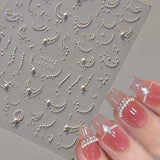 JMEOWIO 3D Nagelsticker Perlenlinie Nail Art Sticker Selbstklebend Nagelaufkleber 5D Stereoskopisk Dekoration Nageldesign Tilbehør 1 Blatt