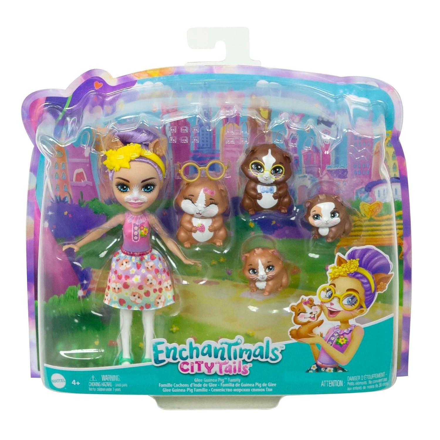 ENCHANTIMALS City Tails Glee Marsvinfamilie - Marsvinedukker med 4 yndige marsvinfigurer, fra 4 år og opefter, HHB84