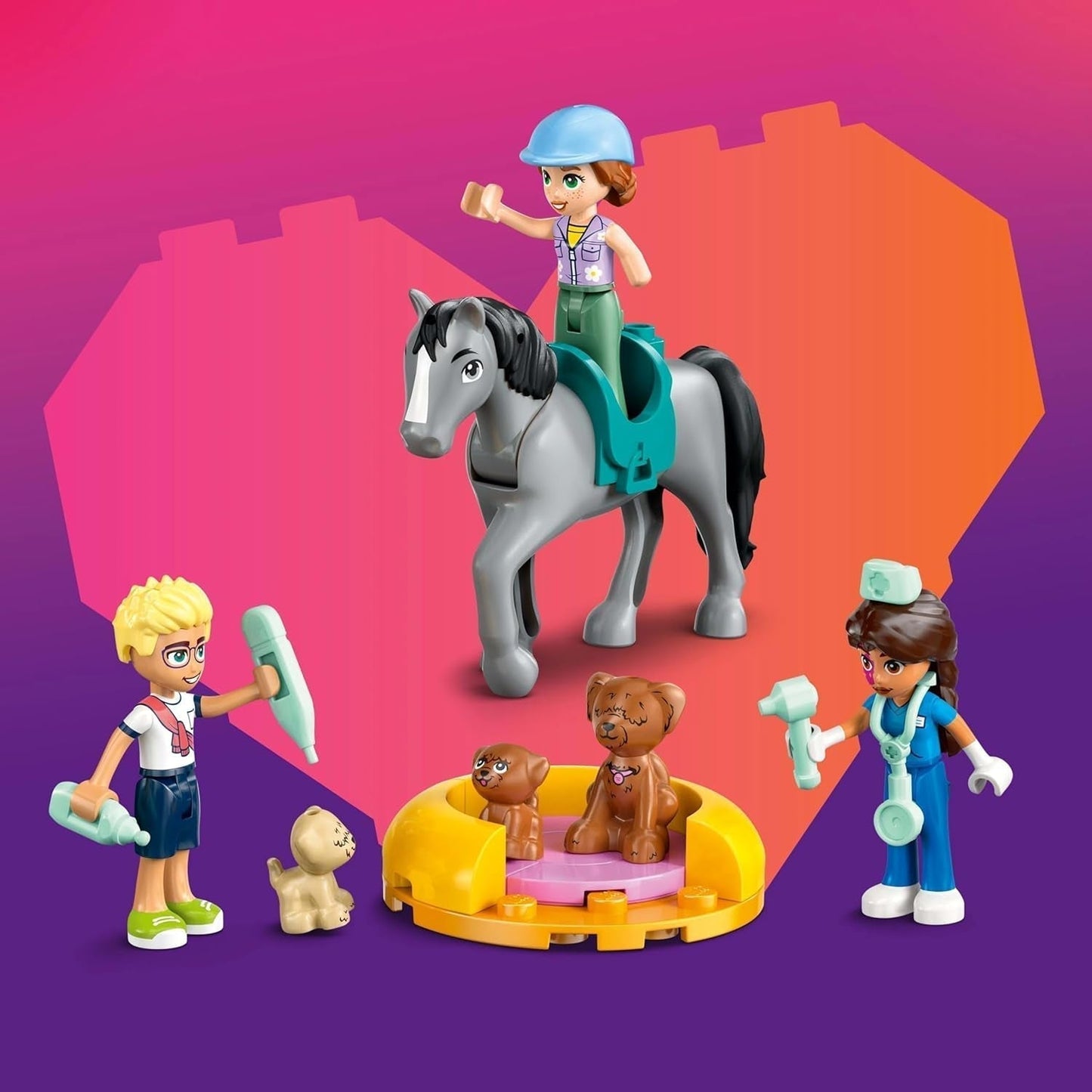 LEGO Friends dyrlægeskab til heste og kæledyr, bygge- og legesæt til fantasifuldt rolleleg med 3 minifigurer og 5 dyrefigurer, gaveidé til piger på 7 år 42651 Byggesæt Besuche den LEGO-Store