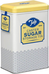 Tala Originals Retro Design Metal Opbevaringsboks i Gul og Creme Kan indeholde en hel pose med pulveriseret sukker