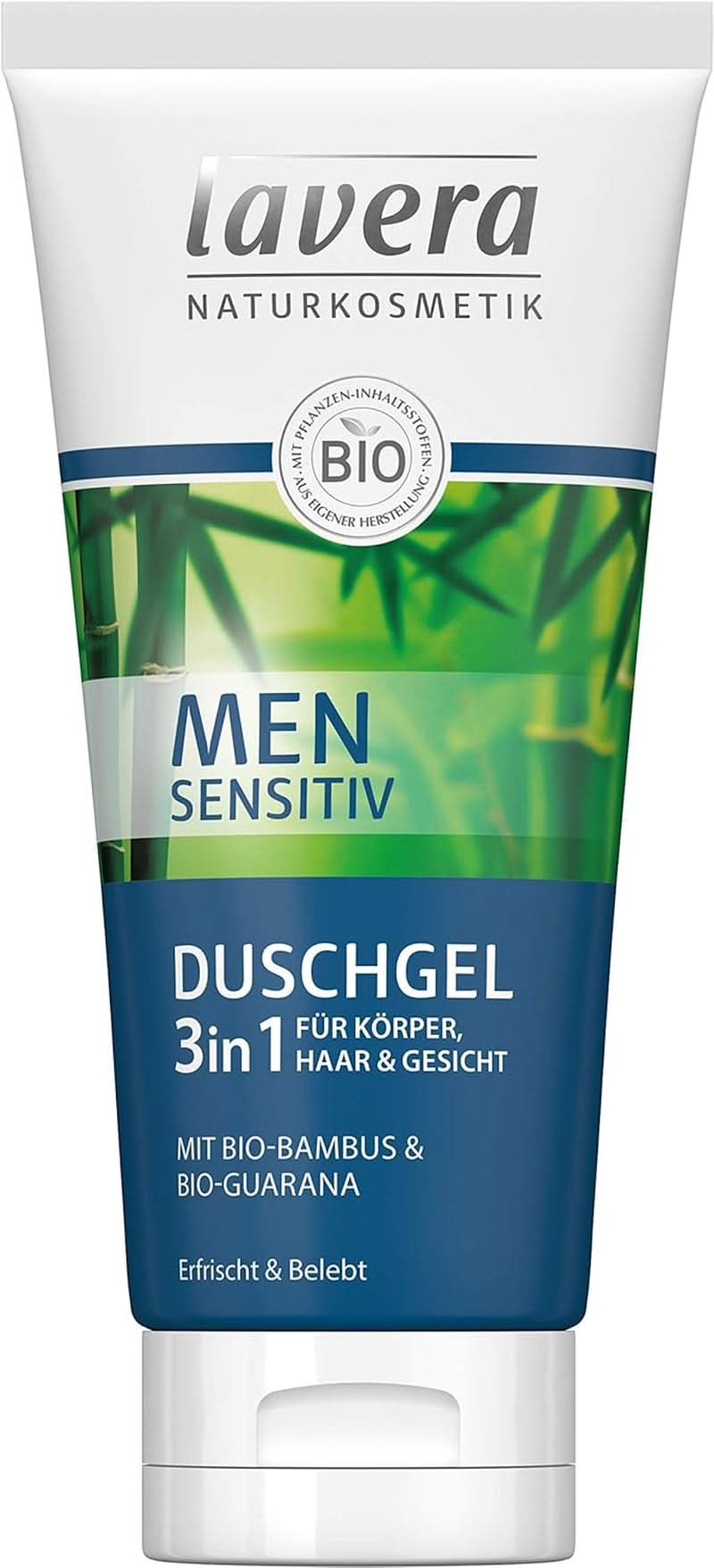 Lavera, Shower gel med økologisk bambus og guarana, 3 i 1, til hud, hår og ansigt, 200 ml Brusebad og bad Naty Shop 1