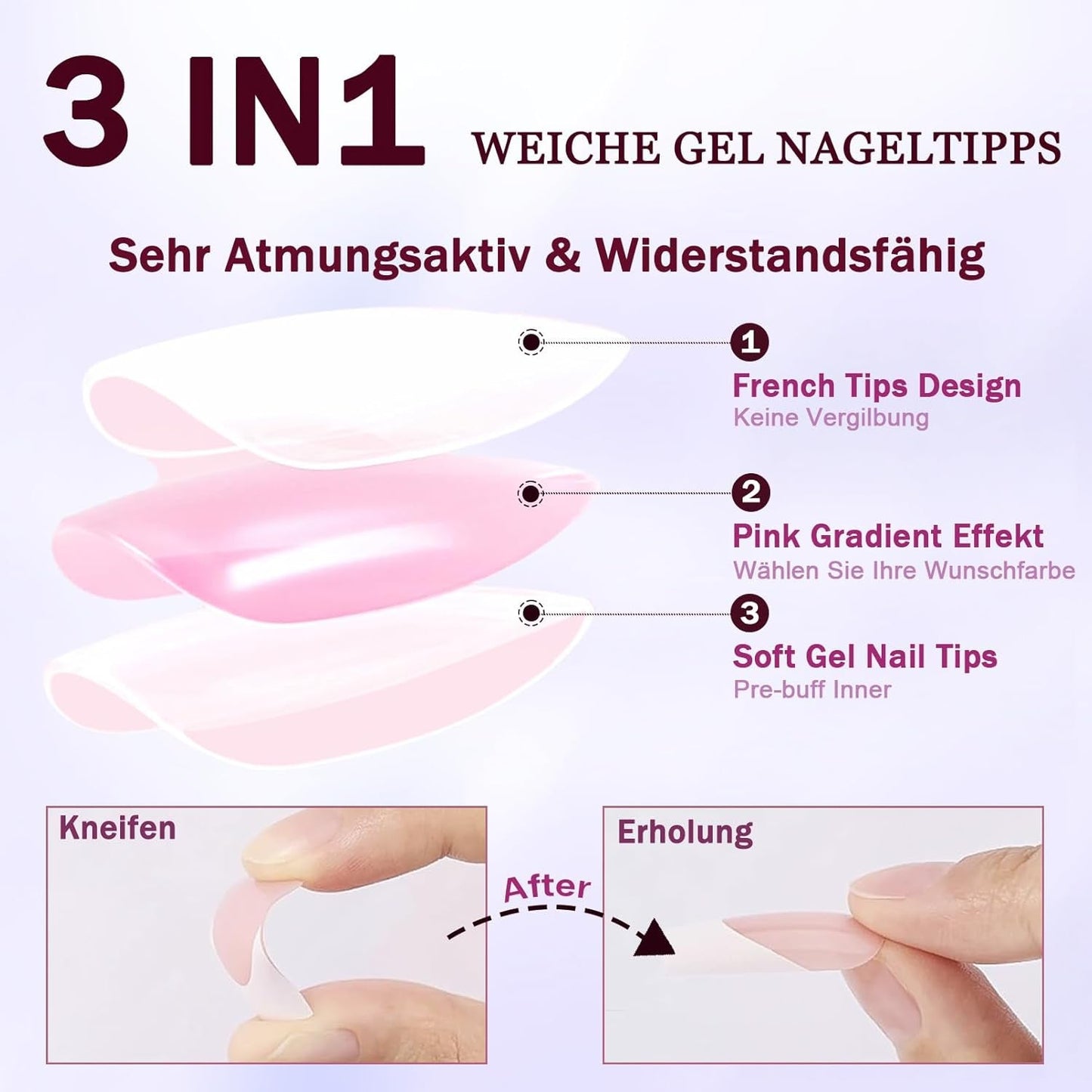 120 stk Nøgne lyserøde falske negle med neglelim - 12 størrelser Kort oval firkantet tryk på negle - smukke negle, lim på kunstige negle - velegnet til kvinders DIY negledesign (Squaval Pink Gradient)