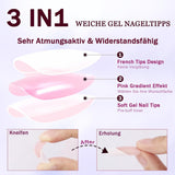 120 stk Nøgne lyserøde falske negle med neglelim - 12 størrelser Kort oval firkantet tryk på negle - smukke negle, lim på kunstige negle - velegnet til kvinders DIY negledesign (Squaval Pink Gradient)