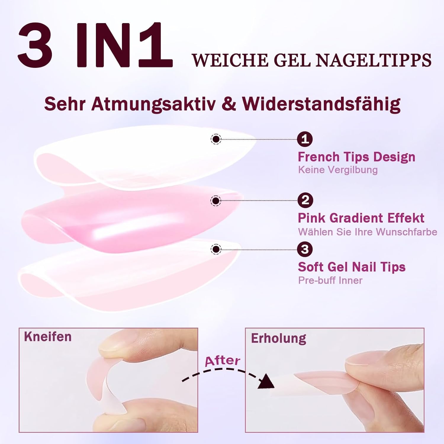 120 stk Nøgne lyserøde falske negle med neglelim - 12 størrelser Kort oval firkantet tryk på negle - smukke negle, lim på kunstige negle - velegnet til kvinders DIY negledesign (Squaval Pink Gradient)