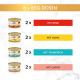 Vådfoder til katte Gourmet Gold Raffined Ragout, assorteret blanding, pakke med 96 (96 x 85 g)