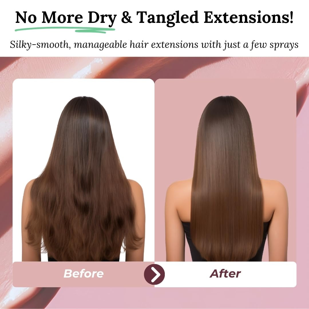 2-faset spray til pleje af human hair extensions | højkoncentreret keratin, kollagen og B5 | beskyttelse og glans til menneskehår tape extensions | ideel til menneskehår extensions og menneskehår fletninger | 2-pack Håraffiltringsprodukter Naty Shop
