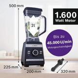 Bosch Standmixer Vitaboost MMBH6P6BDE, 6-Klingen-Edelstahlmesser, 2.5L Tritan-Mixbehälter, Stopfer, 6 Automatikprogram, Rezeptbuch, Bpa-Frei, Einfache Reinigung, 45.000 U/Min, 1600 W, Schwarz Bucatarie Naty Shop