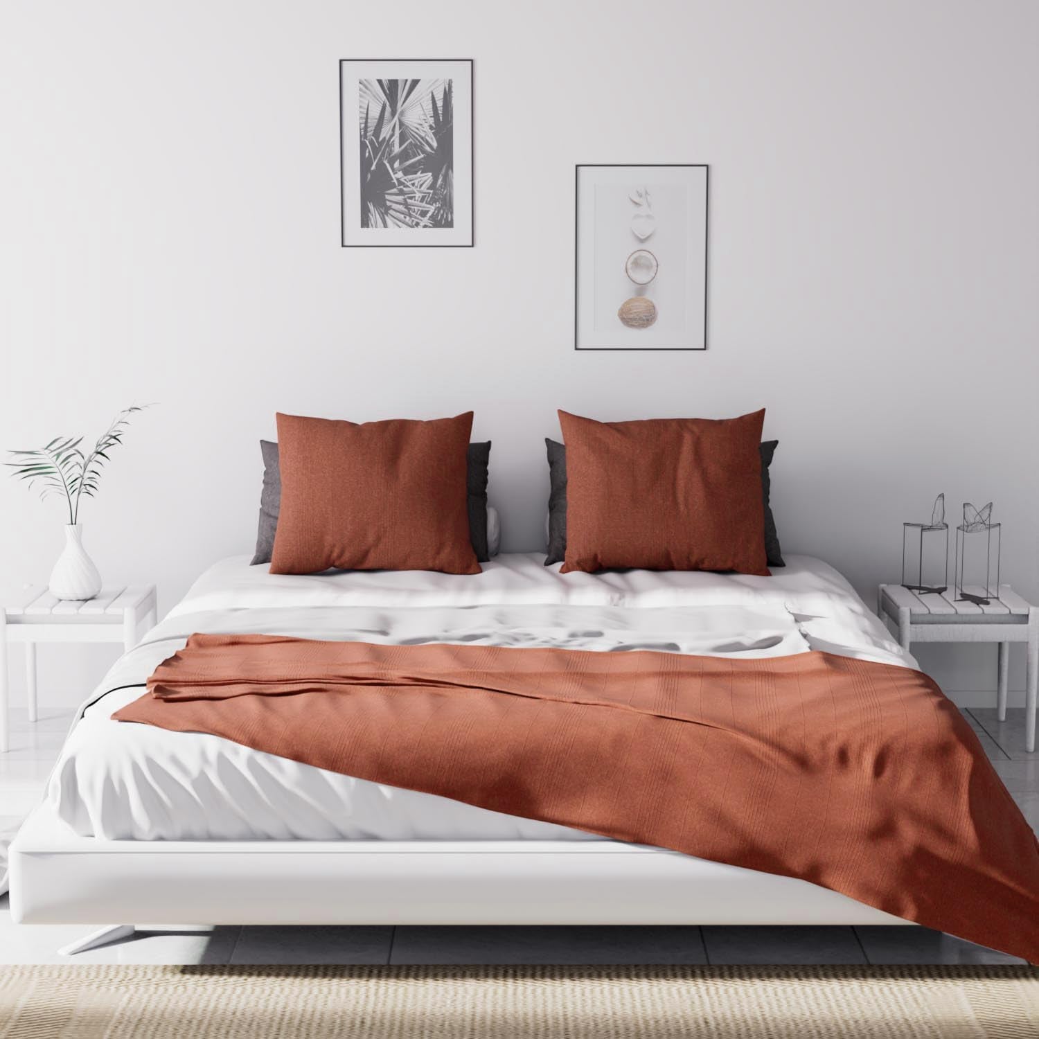 Soleil D'Ocre, Adele, sengetæppe, sofakast, bomuld, murstensrød, 220 X 240 Cm Senge og tæpper Besuche den Soleil d'ocre-Store