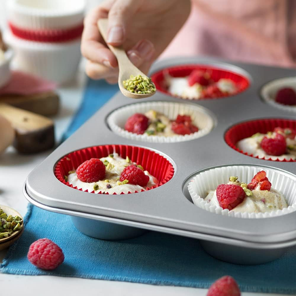 Bakke 6 Jumbo Muffins Ø 9 Cm - 34 X 22 X 4,5 cm Bageforme og plader Naty Shop