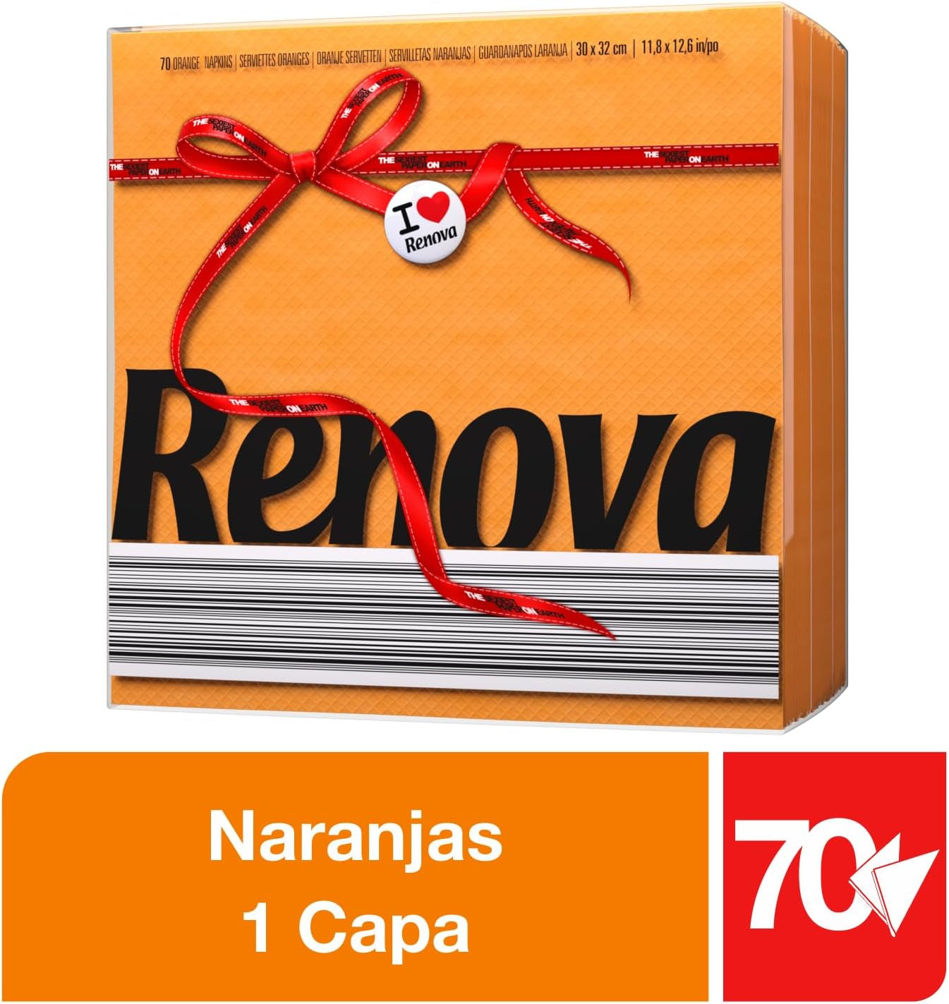 Renova Papirservietter, Red Label Orange - 70 servietter
