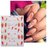 JMEOWIO 6 Blatt 3D Nagelsticker Ostern Nail Art Sticker Selbstklebend Nagelaufkleber 5D Stereoskopisk Süßer Hase Ei Dekoration Nageldesign Zubehör