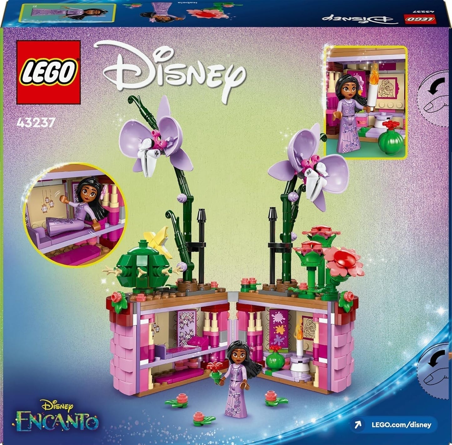 LEGO Ç€ Disney Encanto Isabellas urtepotte, byggelegetøjsorkidésæt til børn, dekorativt byggesæt med minidukke fra filmkarakterer, gaveidé til piger og drenge fra 9 år 43237 Byggesæt Beuche den LEGO-Store
