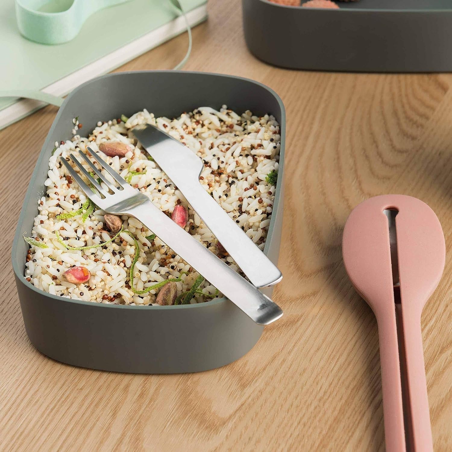 BergHoff dobbelt bento-boks - Leo (madkassesæt 19x12,5x9 cm, to kasser, mikroovnsikker, lufttæt forsegling, opvaskemaskine-tål, ideel til snacks / snacks / salat) 3950126 Madopbevaringsbokse Naty Shop