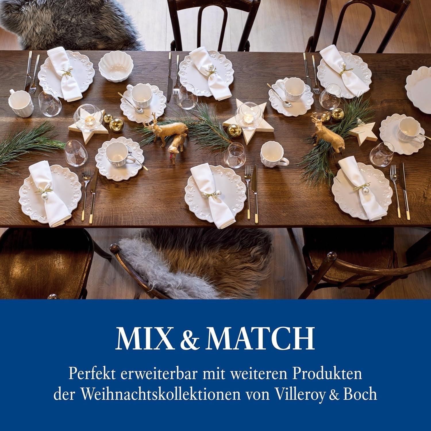 Villeroy & Boch Toy's Delight Royal Classic 12-delt porcelænssæt, Tåler opvaskemaskine og mikroovn, hvid, tallerkener, 4-personers porcelænssæt, julestel, legetøj, premium porcelæn