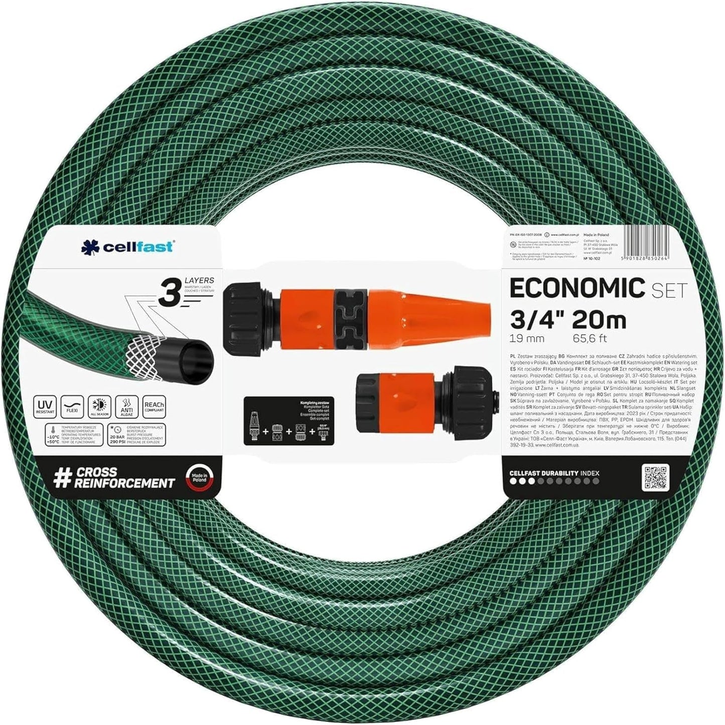 CELLFAST sprinklersæt, havesprinkler, plænesprinkler til blomster og planter, Quick Connect, økonomisk