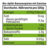 FRECHE FREUNDE Økologisk presselig frugtpose med æbler, bananer, spinat og agurk, pureret frugt og grøntsager i en klembar pose til babyer fra 6 måneder, vegansk, pakke med 6 (6 x 100 g)