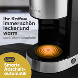 Kaffeespressomaskine med Clatronic® filter | til 12-14 kopper | Kaffe espressomaskine med filter | Rustfri stålkasse | Anti-dryp | Espresso | Kaffe espressomaskine med filter | 800W | KA 3808