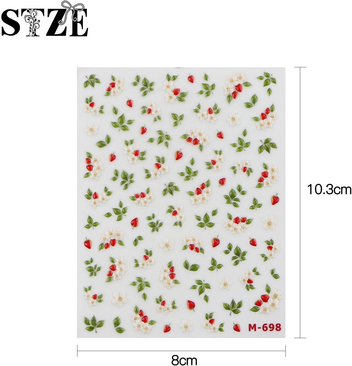 JMEOWIO 3D Nagelsticker Blume Nerdbeerenail Art Sticker Selbstklebend Nagelaufkleber 5D Stereoskopisk Dekoration Nageldesign Tilbehør 1 Blatt