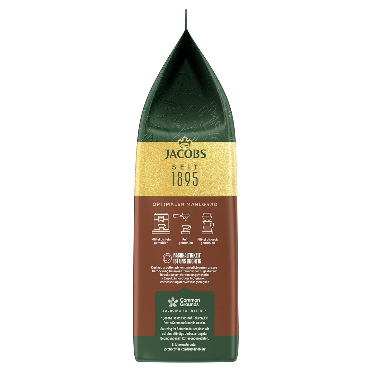 Jacobs Kaffeebohnen Café Crema Intense, intensiv med Kakao- & Nussnote, geröstet i Bremen, Intensität 7/10, Kaffee ganze Bohnen, 1 kg