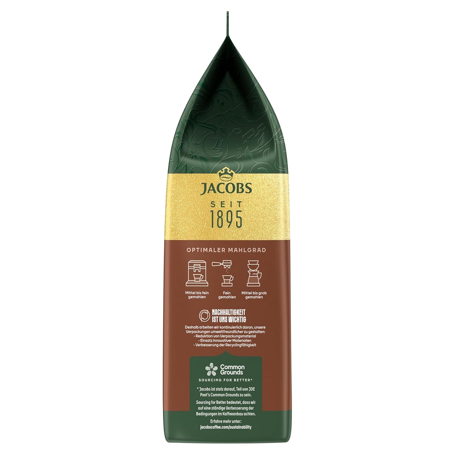 Jacobs Kaffeebohnen Café Crema Intense, intensiv med Kakao- & Nussnote, geröstet i Bremen, Intensität 7/10, Kaffee ganze Bohnen, 1 kg