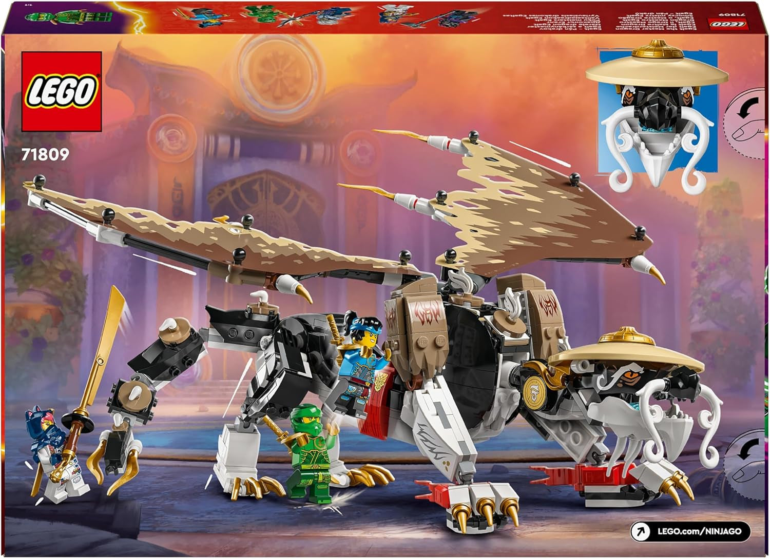 LEGO NINJAGO Egalt Dragemester, Ninjasæt med Dragelegetøj og 5 figurer inklusive Lloyd og NYA, Dragemester, gave til drenge og piger fra 8 år 71809 Byggesæt Beuche den LEGO-Store