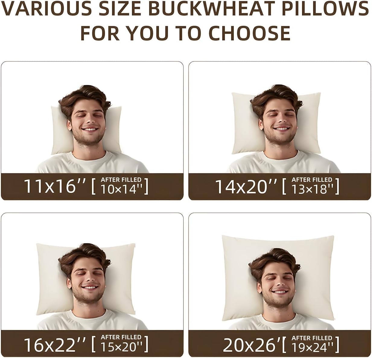 LOFE Økologisk Boghvede Sovepude 14" X 20" Justerbar åndbar Cool Sleep cervikal støtte til ryg- og sidesveller (tartarisk boghvedeskrog) Naty Shop Standardpuder