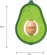 Nuby - Avocado-bidering - Silikone- og træbiderlegetøj - Roterende trækerne - Børnelegetøj til babyer og småbørn - Brænderi - BPA-fri - 6+ måneder