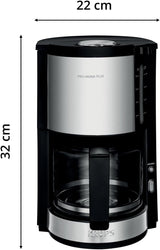 Krups KM3210 Pro Aroma Plus Espressomaskine, 10 kopper, 1,25 L, Hold varm i 30 minutter, Synligt vandstandsvindue, Anti-drypsystem, Sort med anvendelser i rustfrit stål