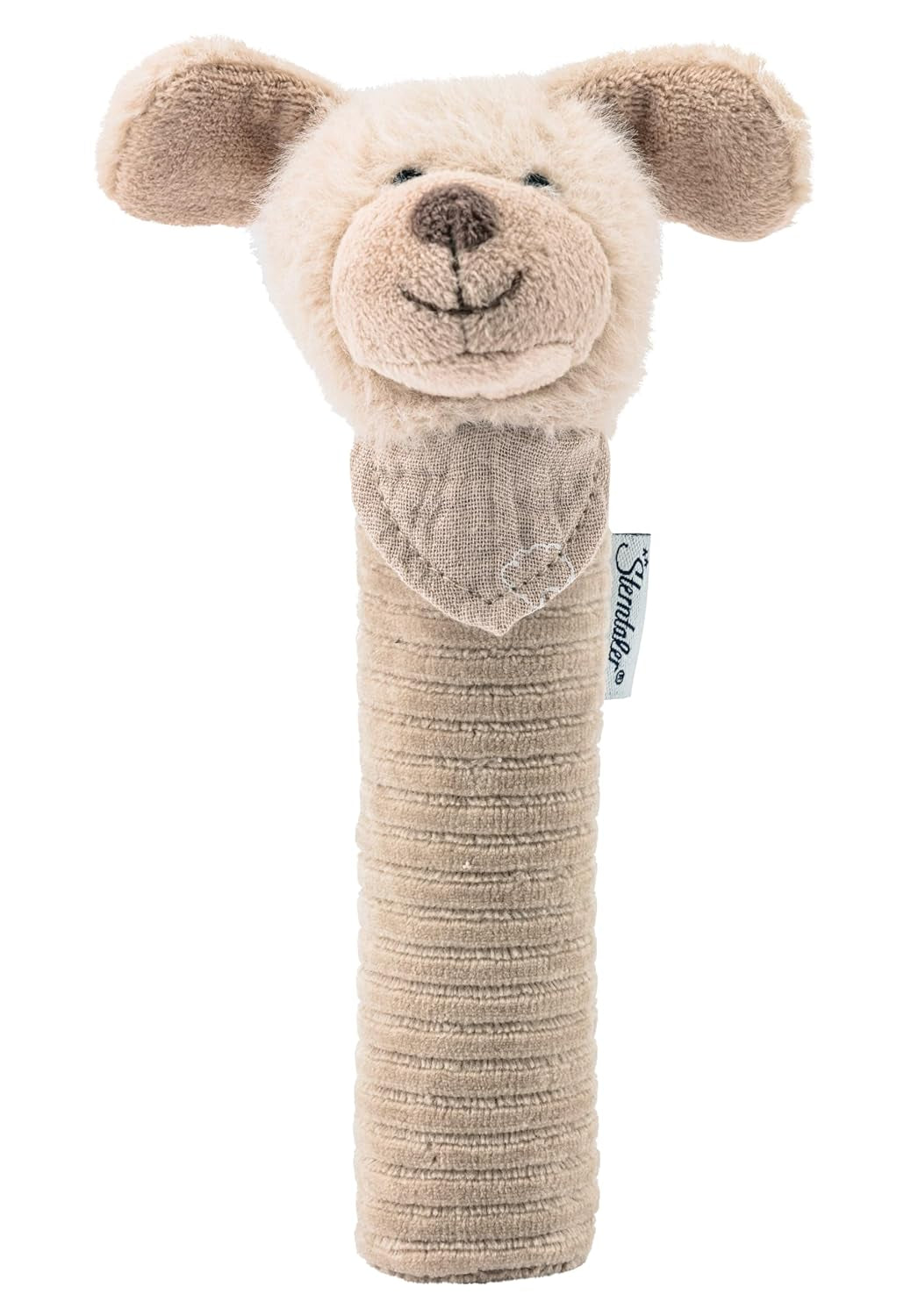 Sterntaler Baby squeaker Lucky dog - Babylegetøj lavet af blødt luftigt materiale med ledning - Fanglegetøj til børn - Første forsøg på at fange og lege, grå-beige Bebe Toys Naty Shop
