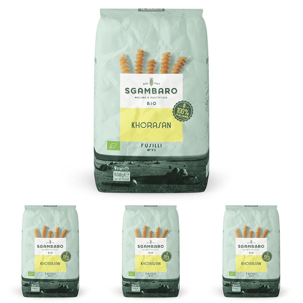 Økologisk Fusilli Pasta nr. 93 - 500g Khorasan hvede - Oldtidens hvede, høj i protein, 100% dyrket i Italien - Alsidig i køkkenet og rig på næringsstoffer