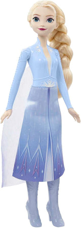 Mattel Disney Princess Elsa Doll, Ice Queen Doll i rejsedragt, kæmmet blondt hår, mobil, udtrækkelig nederdel og støvler, Disney gaver, 3 år gammelt legetøj, HLW48 Naty Shop Dolls
