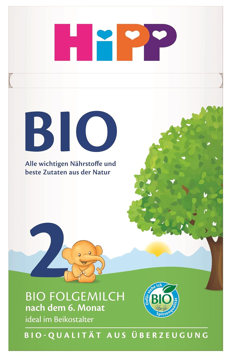 HiPP 2 Økologisk tilskudsmælk (4 x 600g), efter 6 måneder, med Omega-3 (DHA, ALA), calcium og lettilberedt økologisk stivelse, af bedste økologiske kvalitet