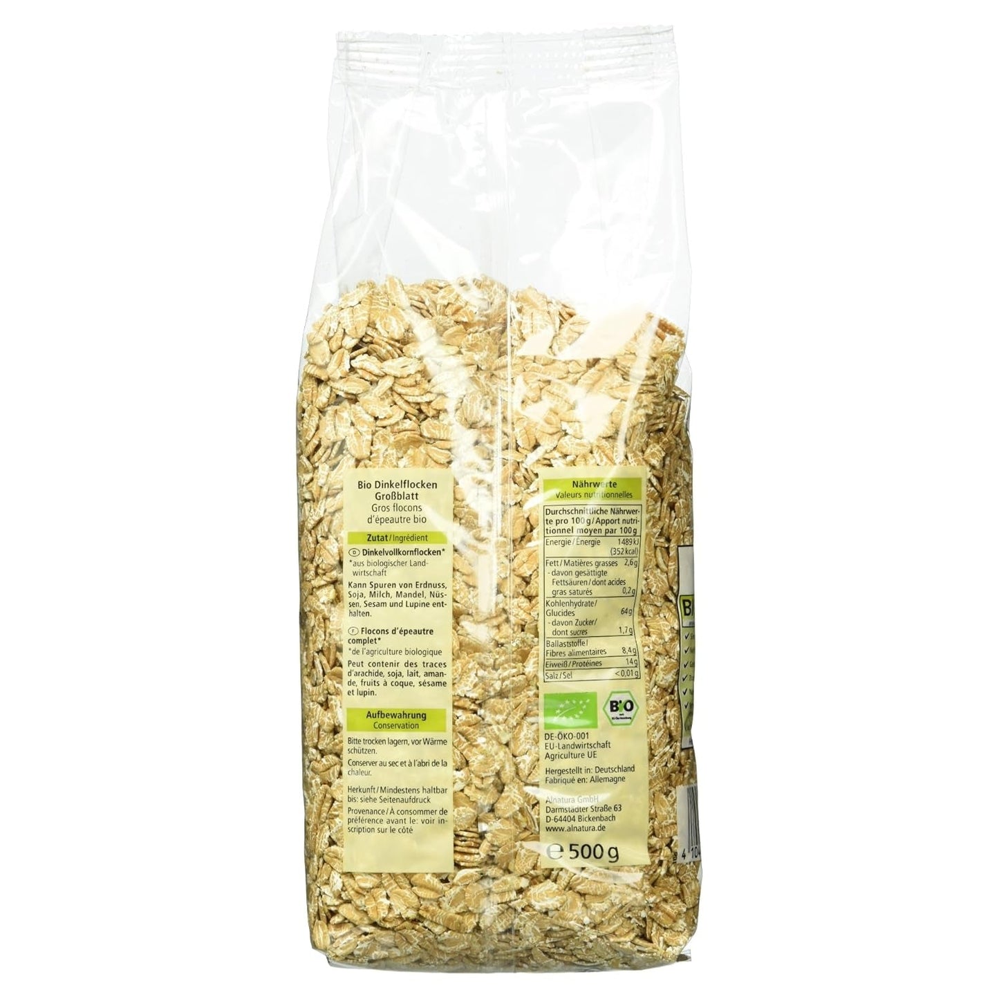 Bio Dinkelflocken Großblatt, 500G Cereal Naty Shop