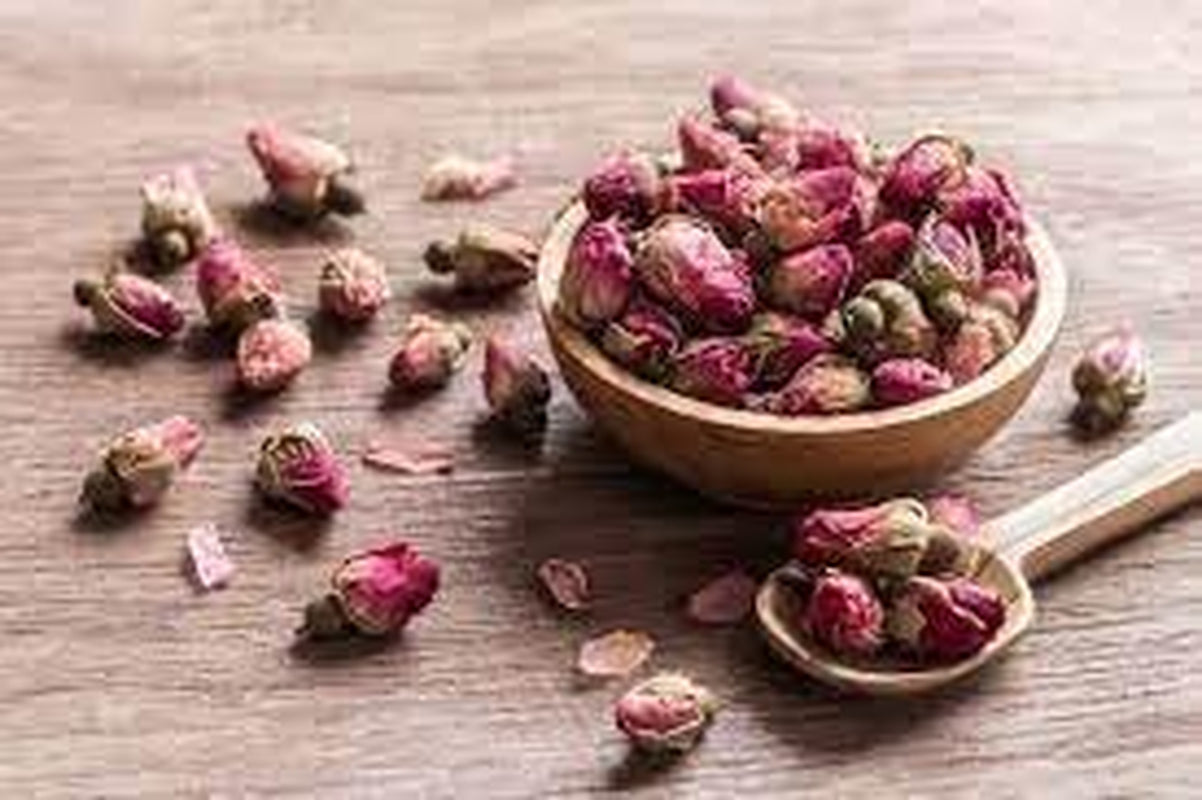 100g premium spiselige rosenknopper - tørret Atlas rosenbladsinfusion - sød og blomstret smag og aroma - 100% naturlig, ren og uden tilsætningsstoffer | Tazarin Ltd