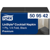 Tork Linstyle 509542 sorte cocktailservietter, 1/4 fold, 1 lag, 23,8 x 23,8 cm, 1 x 100 servietter