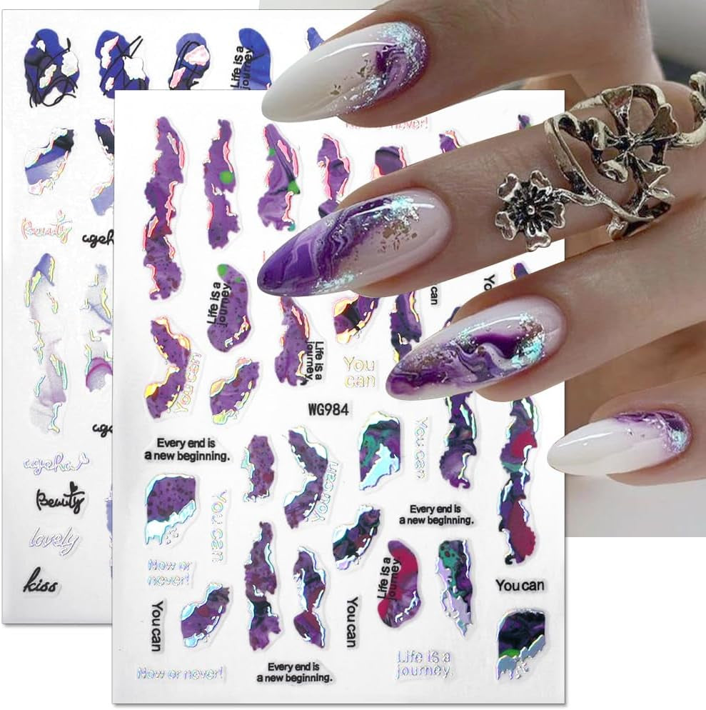 6 farver marmor negle stickers bronzer sølv selvklæbende klistermærker bloom marmor negle stickers 3D marmor negle stickers design tilbehør negle art stickers negle stickers sæt negle folie