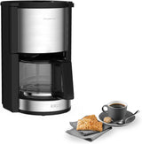 Krups KM3210 Pro Aroma Plus Espressomaskine, 10 kopper, 1,25 L, Hold varm i 30 minutter, Synligt vandstandsvindue, Anti-drypsystem, Sort med anvendelser i rustfrit stål